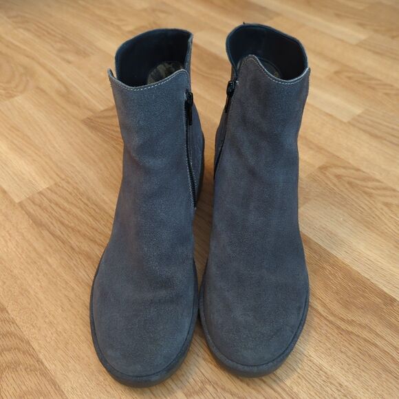 Fly London Nilo Wedge Booties Womens 40 US 9 Gray Suede Zipper Boots - Picture 2 of 8